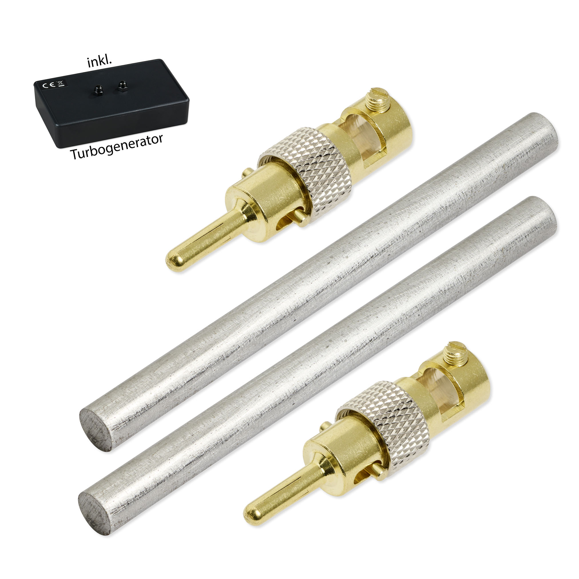 Eisen_100x8mm_2-Stecker+Turbo Eisen Elektroden 10,0 cm x 8,0 mm (1 Paar) mit Turbogenerator 6.0 – Bild 1