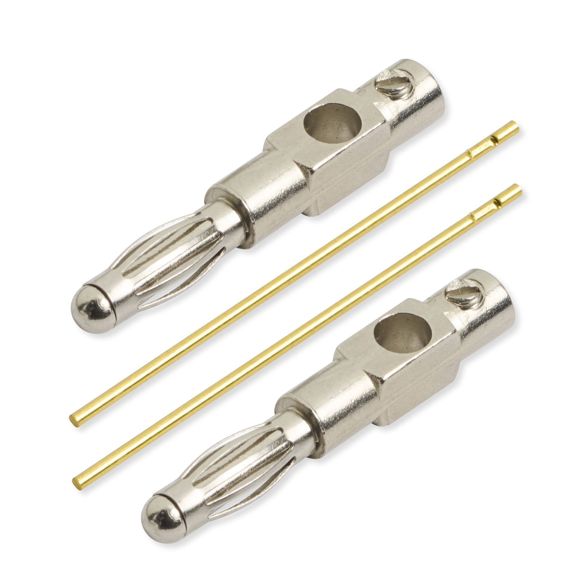 Gold_41x1mm_2Stecker Gold Elektroden 4,1 cm x 1,0 mm (1 Paar) – Bild 1