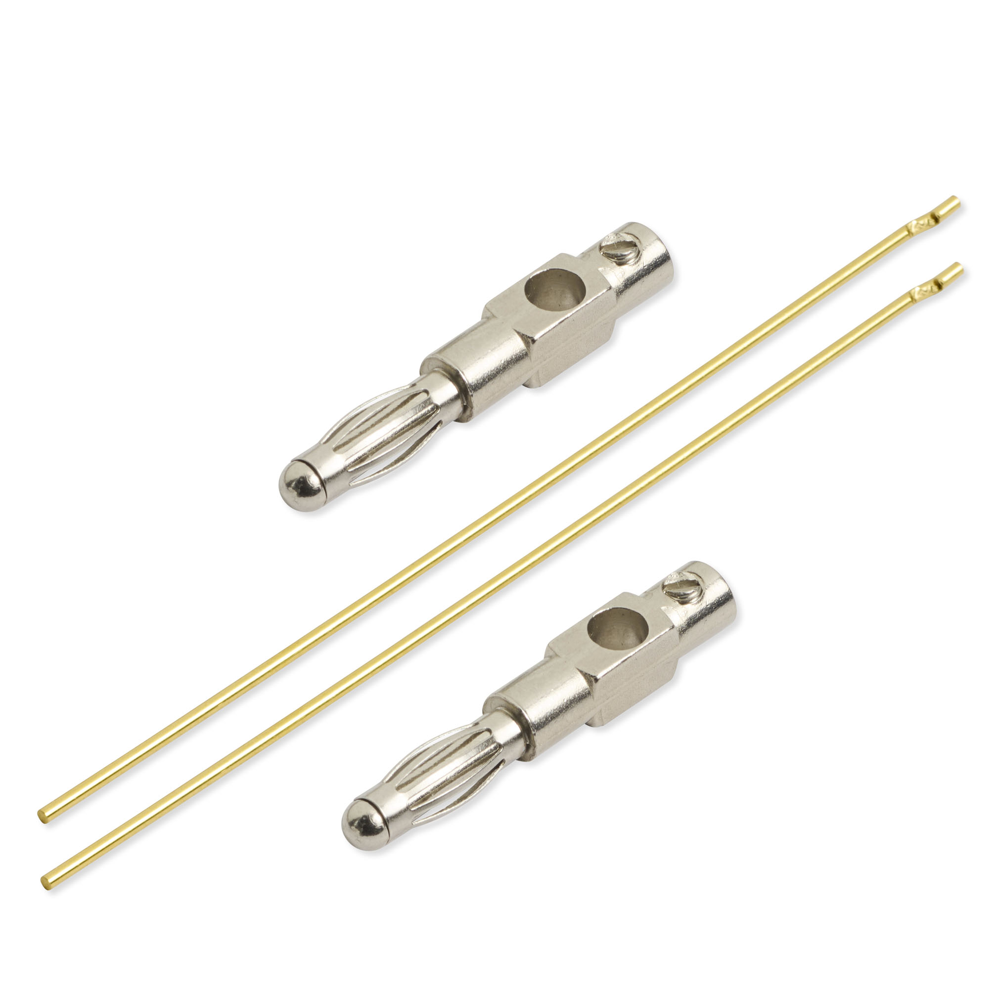 Gold_82x1mm_2Stecker Gold Elektroden 8,2 cm x 1,0 mm (1 Paar) – Bild 1