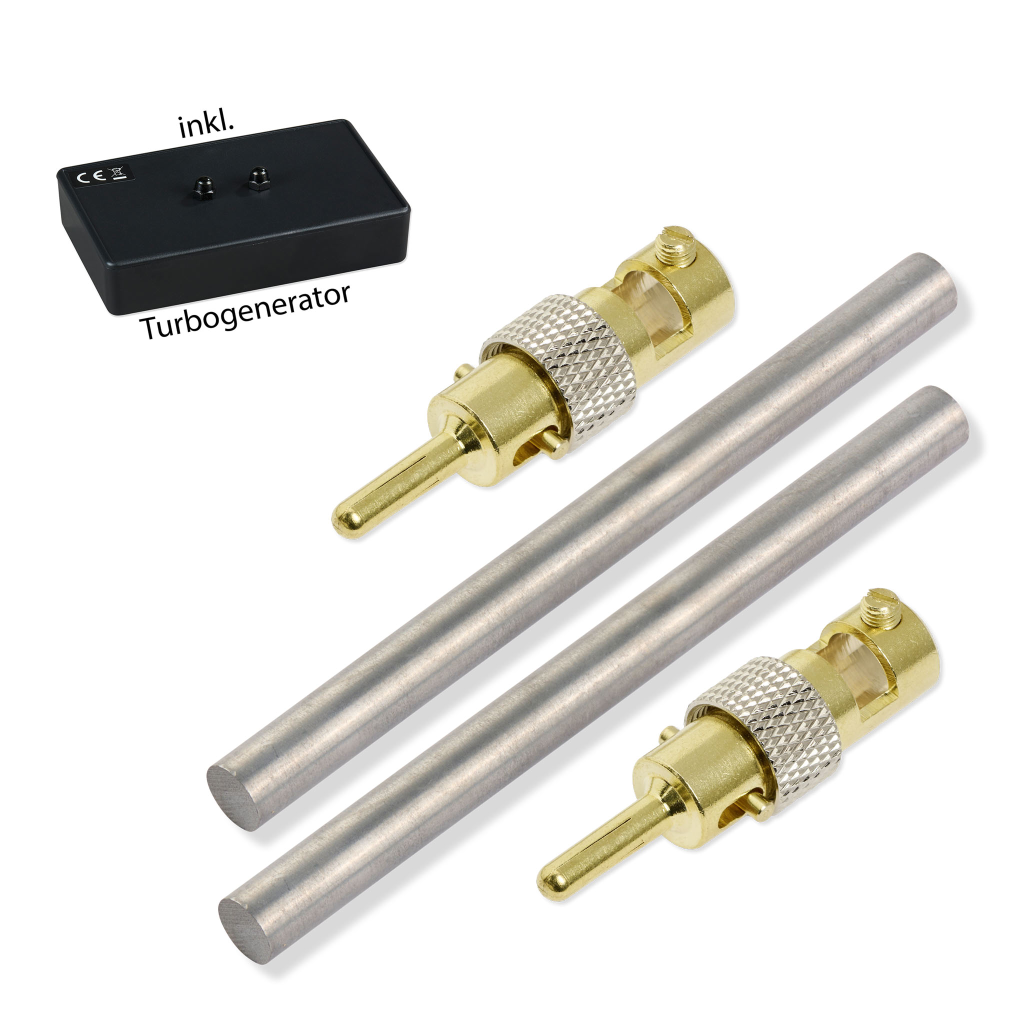 Molybda╠ên_100x8mm_2-Stecker+Turbo Molybdän Elektroden 10,0 cm x 8,0 mm (1 Paar) mit Turbogenerator 6.0 – Bild 1