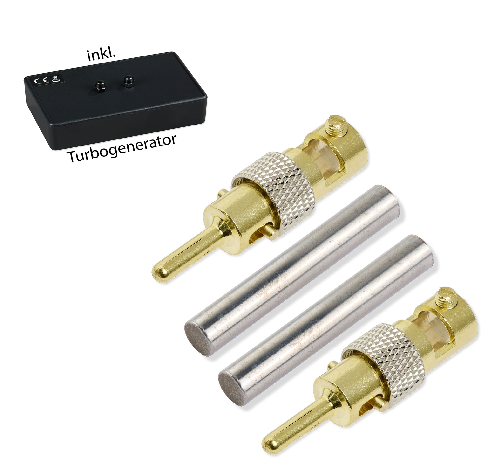 Molybda╠ên_50x8mm_2-Stecker+Turbo Molybdän Elektroden 5,0 cm x 8,0 mm (1 Paar) mit Turbogenerator 6.0 – Bild 1