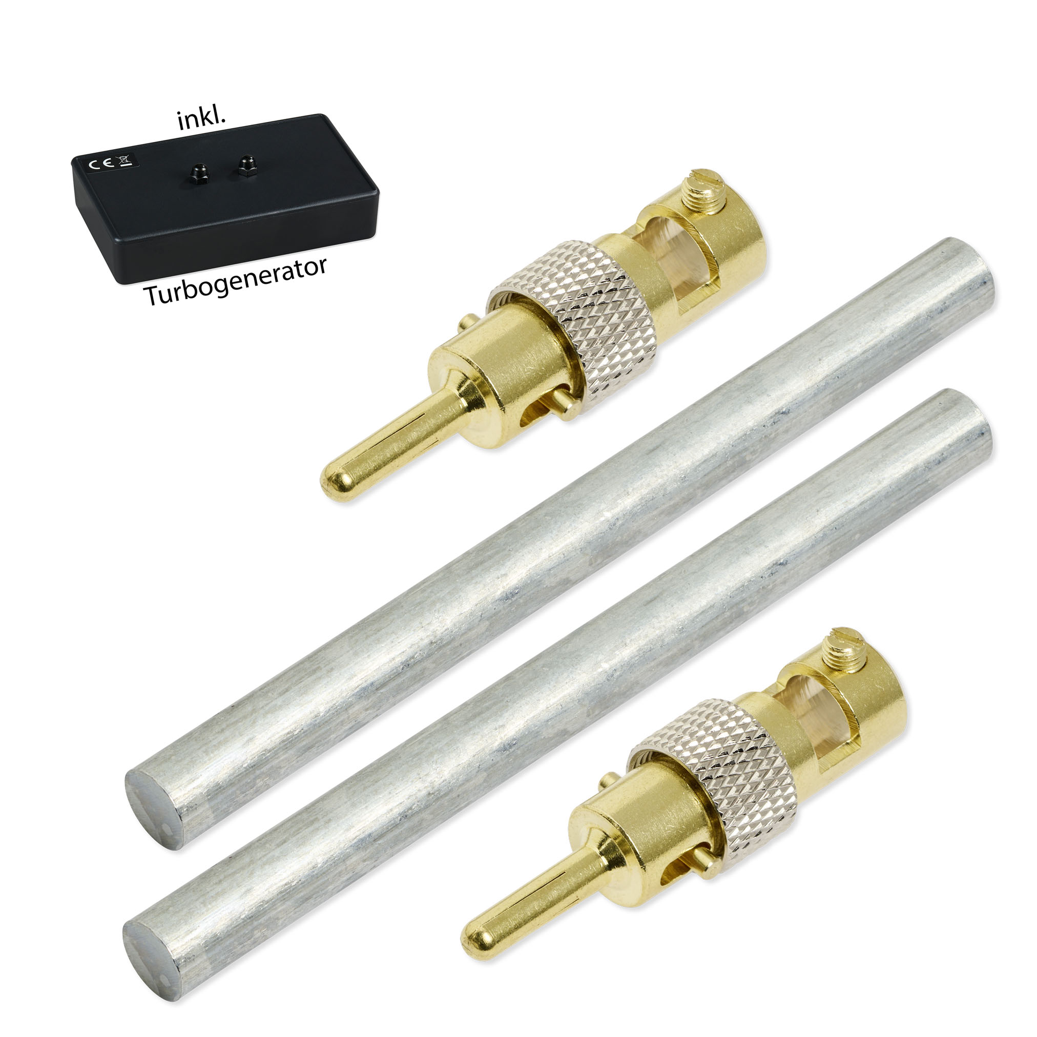 Zink_100x8mm_2-Stecker+Turbo Zink Elektroden 10,0 cm x 8,0 mm (1 Paar) mit Turbogenerator 6.0 – Bild 1
