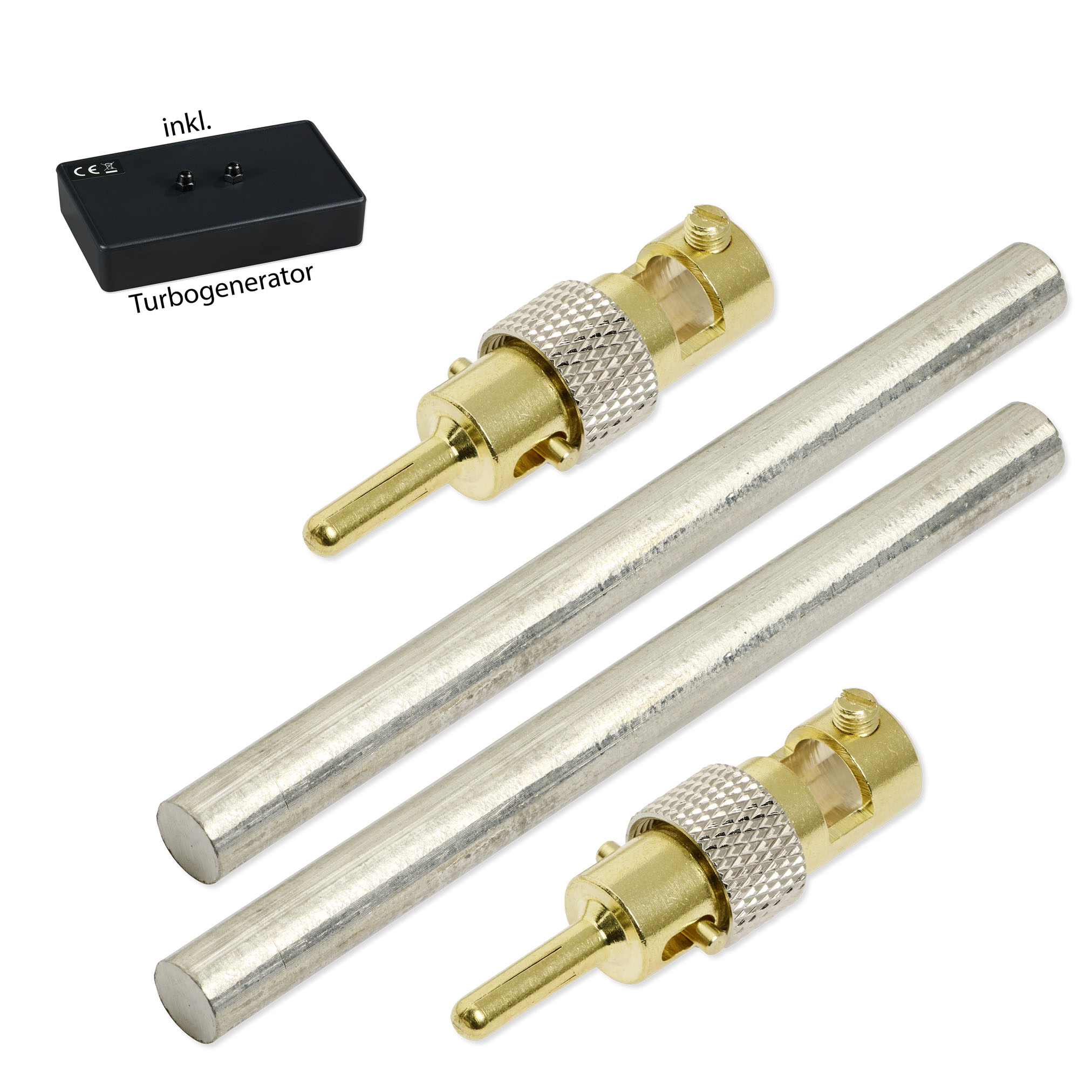 Zinn_100x8mm_2-Stecker+Turbo Zinn Elektroden 10,0 cm x 8,0 mm (1 Paar) mit Turbogenerator 6.0 – Bild 1